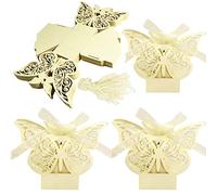 Cajas de Regalo Pequeñas 50 Piezas Cajas de Caramelos Dulces Bombones Cajas de Papel, Caja Mariposa Boda con Cinta, Regalos Detalles de Fiesta para Baby Shower Cumpleaños Bautizo Niños Recién Nacida
