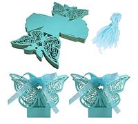 Cajas de Regalo Pequeñas 50 Piezas Cajas de Caramelos Dulces Bombones Cajas de Papel, Caja Mariposa Boda con Cinta, Regalos Detalles de Fiesta para Baby Shower Cumpleaños Bautizo Niños Recién Nacida