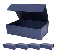 Cajas de regalo pequeñas azul marino con tapas magnéticas para regalos de 10.5 x 7 x 3 pulgadas, cajas decorativas plegables rectangulares, caja de propuesta de padrino de boda para boda, Navidad