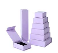 Cajas de regalo pequeñas con forma de concha magnética para boda, fiesta de cumpleaños, joyería, anillo, collar, caja de papel de embalaje (morado, 9 x 7 x 3,2 cm, 12 unidades)