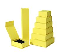 Cajas de regalo pequeñas con forma de concha magnética para bodas, fiestas de cumpleaños, joyas, anillos, collares, cajas de papel (amarillo, 10 x 10 x 3,2 cm, 12 unidades)