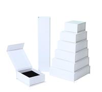Cajas de regalo pequeñas con forma de concha magnética para bodas, fiestas de cumpleaños, joyas, anillos, collares, cajas de papel (blanco, 9 x 9 x 3,2 cm, 12 unidades)