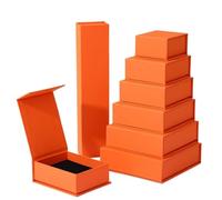 Cajas de regalo pequeñas con forma de concha magnética para bodas, fiestas de cumpleaños, joyas, anillos, collares, cajas de papel (naranja, 21 x 4,5 x 3,2 cm, 12 unidades)