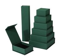 Cajas de regalo pequeñas con forma de concha magnética para bodas, fiestas de cumpleaños, joyas, anillos, collares, cajas de papel de embalaje (verde oscuro, 7 x 7 x 3,2 cm, 12 unidades)