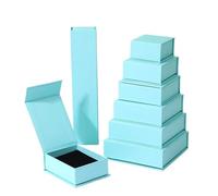 Cajas de regalo pequeñas con forma de concha magnética para bodas, fiestas de cumpleaños, joyas, anillos, collares, cajas de papel de embalaje (azul claro, 9 x 7 x 3,2 cm, 12 unidades)