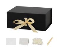 Cajas de regalo pequeñas con tapas, paquete de 5 cajas de regalo negras de 9.5 x 7 x 4 pulgadas con cinta, cajas de regalo plegables para regalos, caja de regalo de Pascua, caja de propuesta de