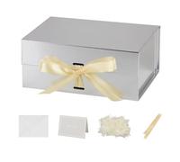 Cajas de regalo pequeñas con tapas, paquete de 5 cajas de regalo plateadas de 9.5 x 7 x 4 pulgadas con cinta, caja de regalo de Navidad, cajas de regalo plegables para regalos, caja de propuesta de