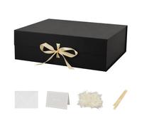 Cajas de regalo plegables extra grandes con tapas, paquete de 3 cajas de propuesta de padrino de boda con cinta negra de 19x16x6 pulgadas con pap