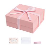 Cajas de regalo rosas con tapas, paquete de 1, caja de regalo pequeña de 6 x 6 x 3 pulgadas con cinta, cajas de regalo plegables con cierre magnético para regalos, caja de propuesta de dama de honor