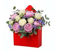 Cajas de sobres de San Valentín, caja de sobres florales para el día de San Valentín, papel de regalo de flores, caja de flores decorativa con diseño de letras de amor para propuestas, bodas, arreglos