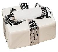 cajas de toallas manuales, Cerámica creativa con lazo for sala de estar del hogar, cajón de mesa de comedor, mesa de centro en la sala de estar(White)