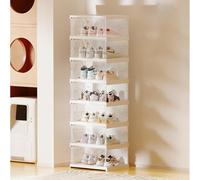Cajas de Zapatos Apilables Organizador Plástico Plegable a Prueba Polvo Humedad Puerta Cierre Automático Magnética Fuerte Transparente Visible para Zapatillas Deporte Exhibición Seven Layers