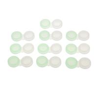 Cajas dobles para lentes de contacto Contenedor portátil para viajes exteriores, transparente, paquete de 10 (verde)