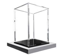 Cajas expositoras de acrílico transparente, Vitrina de acrílico transparente con forma de cubo de almacenamiento, varios tamaños, base de plástico negro(45x45x45CM)