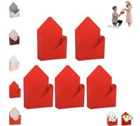 Cajas for sobres de San Valentín, caja de almacenamiento de flores plegable a mano, caja for sobres decorativa roja for ramo de floristería, regalo del día de San Valentín(5pcs*red 2,L)