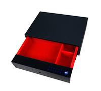 Cajas fuertes Caja fuerte pequeña para el hogar Enterable Contraseña Huella digital Doble desbloqueo Alarma de acero Caja fuerte negra (Negro 56,4 cm)