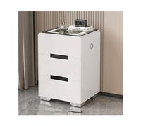 Cajas fuertes Mesita de noche inteligente for dormitorio, caja fuerte antirrobo for el hogar con contraseña huella digital, pequeña seguridad avanzada carga inalámbrica oculta