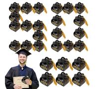 Cajas genéricas de sombrero de graduación 2025 con pompones para golosinas - cajas de graduación para la ceremonia - sombrero de decoración de graduados, bonbones y lotes para jardín de infantes,
