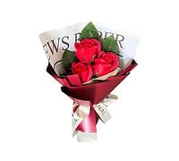 Cajas Jabón de baño perfumado floral Pétalos de flor de rosa Pétalos de jabón de rosa de total en caja de regalo para aniversario Cumpleaños Boda Día de San Valentín Día de la Grandes (Red, One Size)