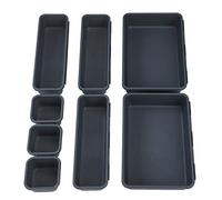Cajas Organizador de Cajón Plástico 8PCS, Bandejas de Maquillaje Papelería Cubiertos para Baño Cocina Oficina Escritorio