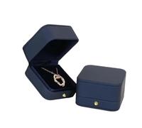 Cajas Para Anillos De Boda Caja for anillos de compromiso, caja for guardar cuero cuadrada verde, hermosa for Vintage con doble ranura for propuesta regalo boda para la Ceremonia(Blue-Pendant Box)