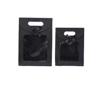 Cajas para Chuches 5/10/20pcs Transparent Window Kraft Paper Bags For Wedding Birthday Party Candy Packaging Box Baking Takeaway Bag(Black,10PCS_12X6X16CM)