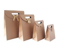 Cajas para Chuches 5/10/20pcs Transparent Window Kraft Paper Bags For Wedding Birthday Party Candy Packaging Box Baking Takeaway Bag(Kraft-No window,20PCS_12X6X16CM)