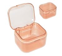 Cajas para Dentaduras Postizas de 3 Capas, Funda de Dentadura Postiza Contenedor por Alineadores Dentales Funda Aparato Dental Ortodoncia con Colador para Almacenamiento Lavado Remojo (Naranja)