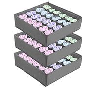 Cajas para Guardar Calcetines y Ropa Interior, Organizador de Cajones de 24 Celdas, Caja de Almacenaje Plegable, para Guardar Bufandas, Corbatas, Cinturones y Otros Accesorios (Juego de 3, Gris)