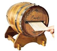 Cajas para tarjetas de boda para recepción Caja de madera con forma de barril de whisky Buzón rústico para bodas, graduaciones, despedidas de soltera, fiestas de cumpleaños Cajas para tarjetas d