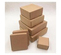 Cajas Regalo Carton 50 Uds. Caja de embalaje cuadrada bonita varios tamaños, elementos recordatorio for fiestas boda, caja regalo dulces Chocolate y jabón hecho a mano(Brown,12x12x3cm)