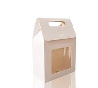 Cajas Regalo Carton Bolsas de regalo portátiles papel Kraft, bolsas embalaje for dulces boda con sello ventana PVC transparente, for negocios, 12/24/48 Uds(White,12pcs,13.6x8x19.5cm)