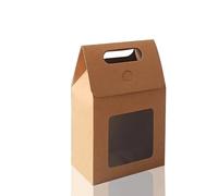 Cajas Regalo Carton Bolsas de regalo portátiles papel Kraft, bolsas embalaje for dulces boda con sello ventana PVC transparente, for negocios, 12/24/48 Uds(Kraft paper,12pcs,15.8x8.8x26.5cm)