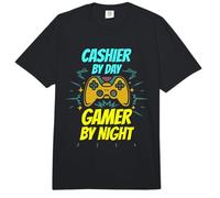 Cajero De Día Jugador por La Noche Divertido Cajero Gaming Comfort Colors Adult Heavyweight T-Shirt