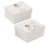 Cajita Comunión Niña x2 Modelos 12x10 cm Recuerdo Bautizo Caja Regalo Cartón Blanco