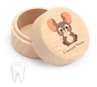 Cajita Dientes Ratoncito Perez,Personalizable con el nombre del niño, Decorada con un Adorable Diseño de Ratoncito con Dientes,Caja Dientes de Leche Niña Niño,Acumulación de Dientes (Lata redonda)