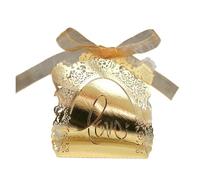 Cajitas De Dulces Para Bodas Caja de 50 caramelos de chocolate con forma de rosa hueca, bonita y romántica caja de regalo for boda con cinta for fiesta de cumpleaños.(Gold)