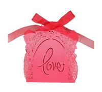 Cajitas De Dulces Para Bodas Caja de 50 caramelos de chocolate con forma de rosa hueca, bonita y romántica caja de regalo for boda con cinta for fiesta de cumpleaños.(Red)