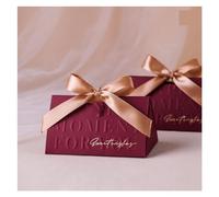 Cajitas Para Chuches Boda Caja De Dulces Boda Triangular Con Lazo Dorado Champán 20 Piezas, Regalo Portátil, Deseos, Decoración Del Banquete, Despedida Soltera para la Fiesta(Wine red,16.8x10x10cm)