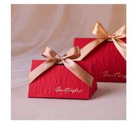 Cajitas Para Chuches Boda Caja De Dulces Boda Triangular Con Lazo Dorado Champán 20 Piezas, Regalo Portátil, Deseos, Decoración Del Banquete, Despedida Soltera para la Fiesta(Red,12.7x7x7cm)