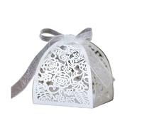 Cajitas Regalo Pequeñas 10 cajas de rosas con flores for regalos, dulces cinta for bodas, fiestas y eventos(WHITE)