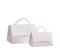 Cajitas Regalo Pequeñas 10 mini cajas de boda con diseño floral impreso y asas perla simulada, elegantes(White,L)