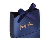 Cajitas Regalo Pequeñas 10 minibolsos elegantes con cinta dorada for bodas, fiestas, cumpleaños, revelación de género, Navidad y Halloween(Blue)