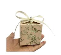 Cajitas Regalo Pequeñas Caja cuadrada for boda con lazo de flores retro, exquisita caja embalaje for dulces for fiesta cumpleaños, suministros decoración(Color10,20pcs)