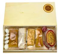 Cajitas surtidas pequeñas de chocolates, miniturrones, mazapanes, para regalar (Jijona, Alicante, Yema, Polvorón, Almendras)