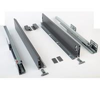 Cajon costilla fina de 84mm de altura, con guias de extracción total, riel corredero de 50kg de peso, para cojes de cocinas, armarios y muebles de cualquier tipo (FONDO 40-ANTRACITA)