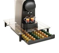 Cajón de almacenamiento de cápsulas de café de vidrio templado compatible con cápsulas Nespresso, organizador con capacidad para 60 cápsulas de línea original, organizador de cocina