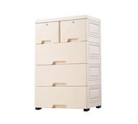 Cajón de almacenamiento de plástico de 4 niveles con ruedas y cerraduras, organizador alto versátil para ropa, juguetes y muebles de dormitorio, solución de almacenamiento SpaceSing blanco apagado