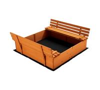 Cajón de Arena para niños Infantil 2 Bancos 98 x 98 x 21 cm con Tapa Madera Abeto