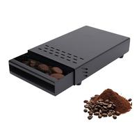Cajón de Caja de Café, Caja para Posos de Café de Inoxidable con Palo de Golpe Contenedor de Posos de Espresso para el Hogar Oficina Restaurante Cafetería (Negro)